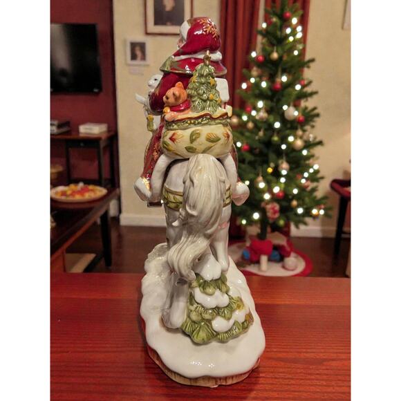 Fitz and Floyd Damask Holiday Collection Large Santa on Horse Figurine NIB - Picture 2 of 5
